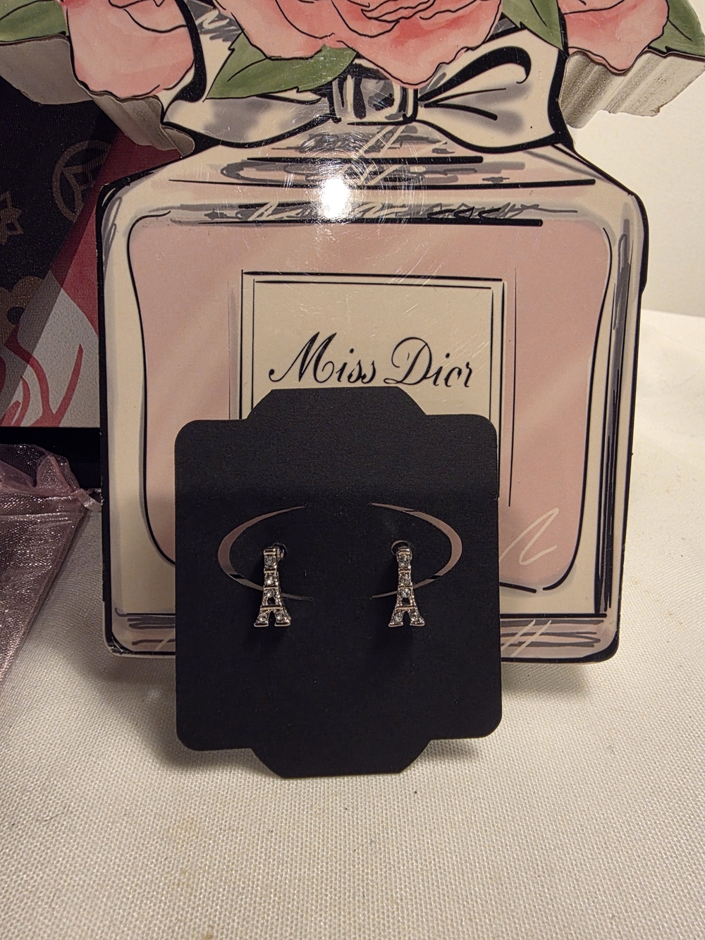 Inspired Silver Eiffel Tower Stud Earrings - Silver